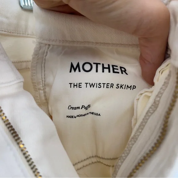 Mother The Twister Skimp Wide Leg Classic Denim Jeans in Cream Puff 28 NWT - Picture 9 of 12